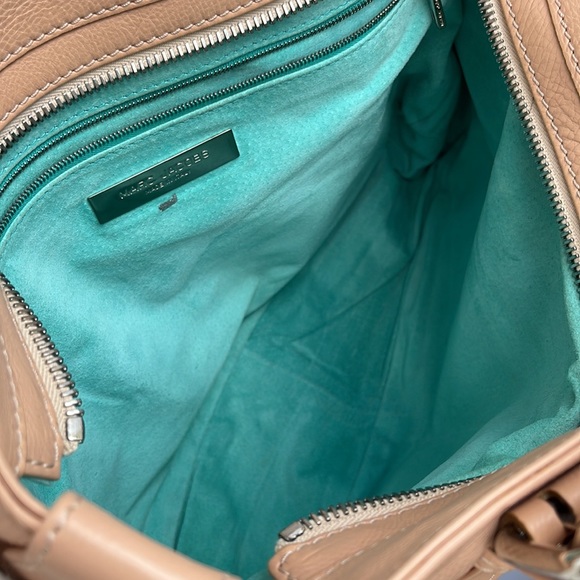 Marc Jacobs Stella peach pink beige Calfskin Leather Pocket Tote w/ teal suede - Picture 10 of 16